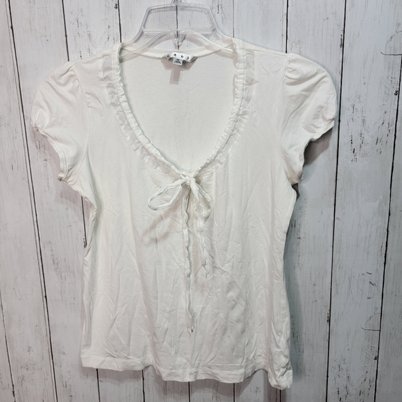 CAbi Tops - Cabi Women's White Short Sleeve Knit Shirt Tie Size Medium Style #497.